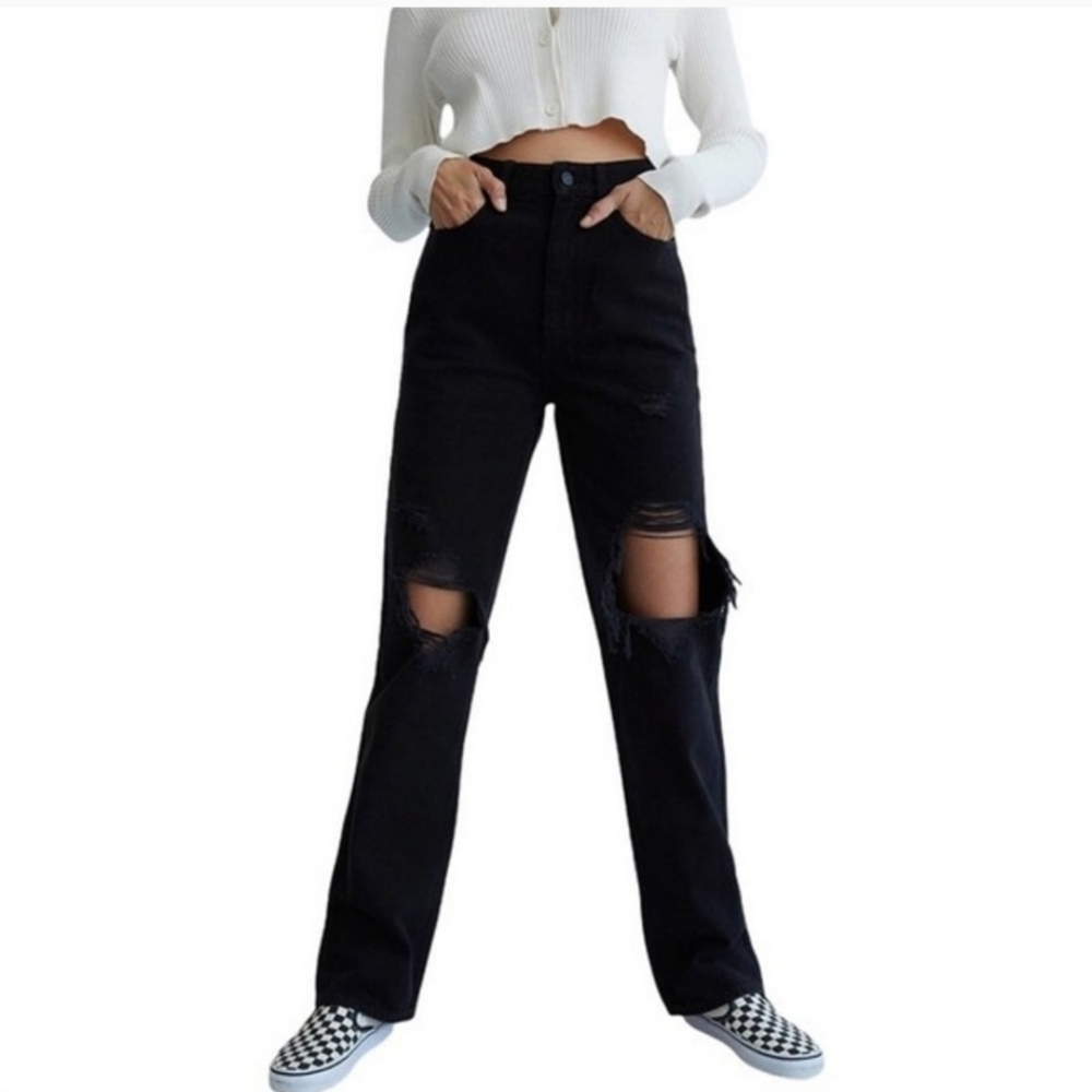 90s Boyfriend Jeans destresed black Size 27